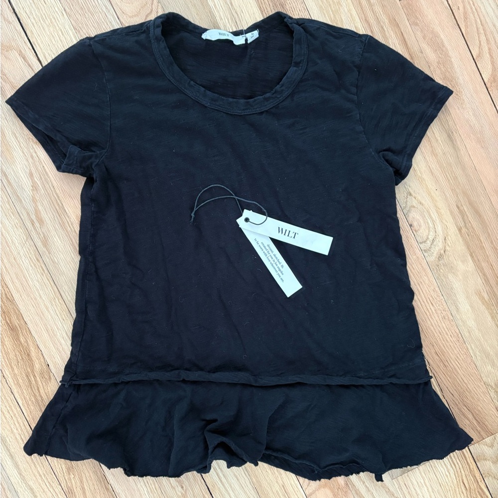 WILT ruffled hem t shirt black xs